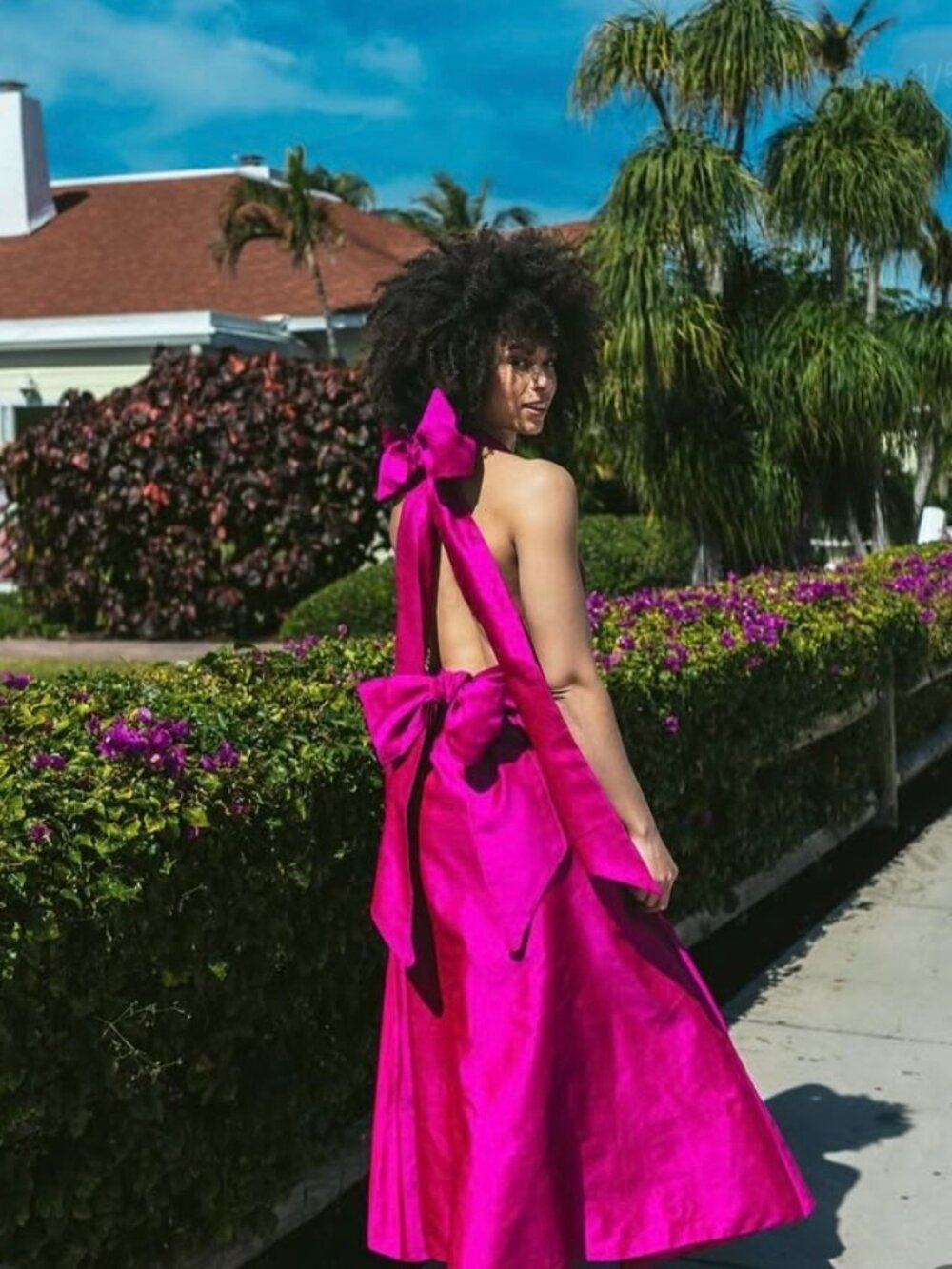 Sue Sartor Fuchsia Halter Dress (XS)